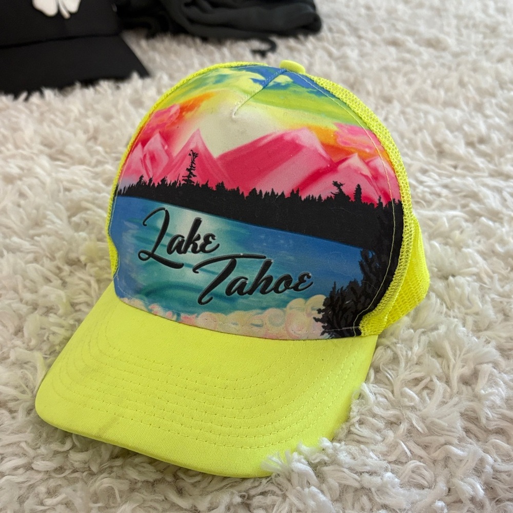 Vibrant Yellow Mesh Lake Tahoe neon yellow Trucker Hat